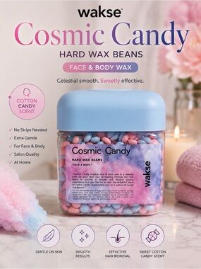 Wakse Cosmic Candy Hard Wax Beans Face & Body Wax 8.8 oz New Sealed Cotton Candy